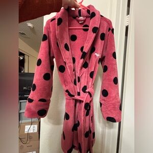 Victoria's Secret PINK Plush Polka Dot Mini Robe Women's size XS/S